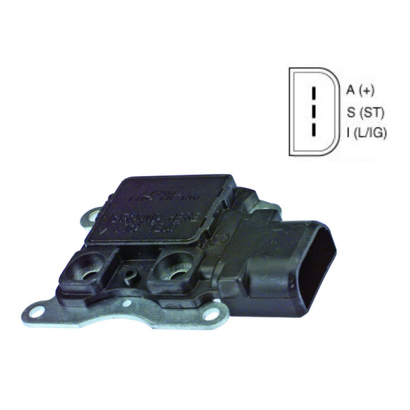 Voltage Regulator for Ford 2G D Shape Plug, 12 Volt, A-Circuit, I-S-A Terminals - 8050509