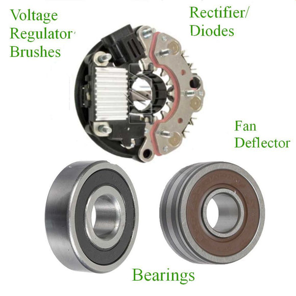 Alternator Rebuild Kit Regulator, Rectifier, Brushes, Bearings 1995-1997 Nissan Pickup 4 Cylinder - 13644RK