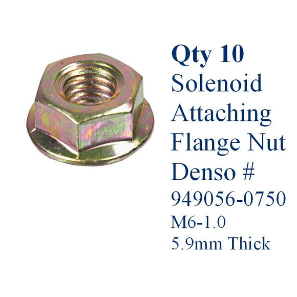 Denso OEM Solenoid Attaching Nut -QTY 10- M6-1.0 5.9mm Thick - 949056-0750