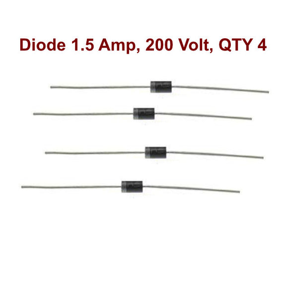 Diodes, QTY 4, Height: 58.00±0.5mm, Tin Plated, 1.5 Amp, 200 Volt, Axial Lead, Replacing Hitachi L160-13351 - 770011