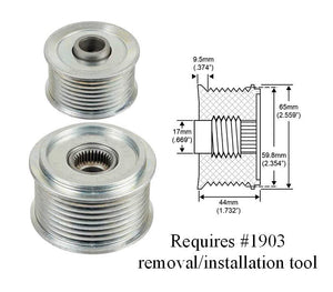 Pulley, 8-Grooves, Clutch, 17mm ID, 65mm OD Dodge Ram & Landrover Application 79909099