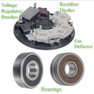 Alternator Rebuild Kit; Voltage Regulator, Rectifier, Diodes, Bearings, Brushes for 1995-1997 Maxima I30 (w/ Hitachi LR1125-702) - 13612RK