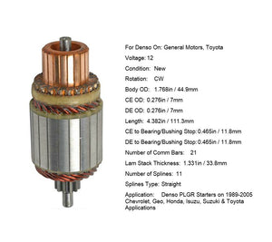 Armature on Denso Starters, 12V, CW, 11 Straight Spl (028200-5991) - 50903295