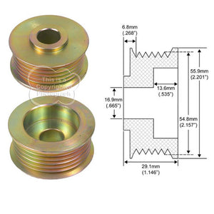 Alternator Pulley 6-Grooves, 16.9mm ID,  55.9mm OD - 79401272