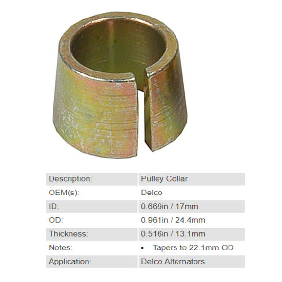 Alternator Pulley Collar, Tapered, Delco Units 79404105