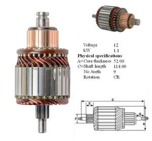 Bosch Starter Armature 113.5mm long - 1004011212