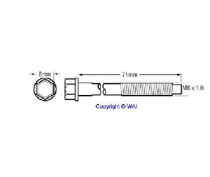 Ford 3G & 6G Alternators, Thru Bolt, M6-1.0  71mm L, Hex Washer Head -  96505015
