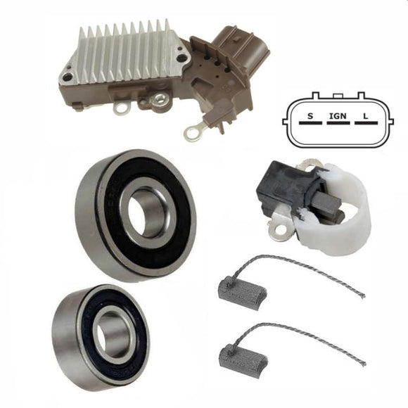 Alternator Rebuild Kit; Voltage Regulator, Brushes & Bearings 1993-1995 Toyota Supra without Turbo (Repair for Denso Alternator 101211-5560)