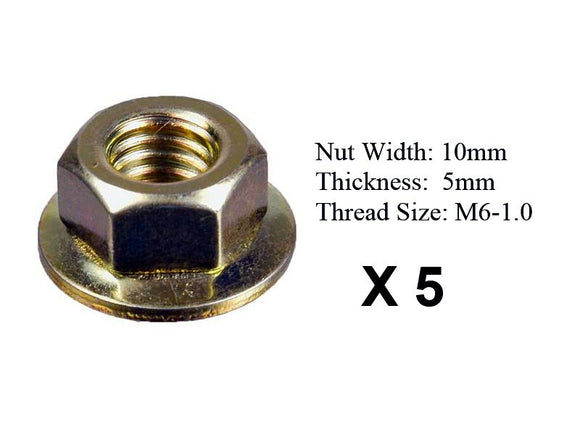 Nut 10mm X 5mm X M6-1.0 with Including Attached Floating Washer QTY 5 - 9590001