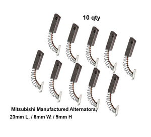 Set of 10 Brushes for Mitsubishi Alternators 23mm L, 8mm W, 5mm H,  Ref A647X50170 - B7303311