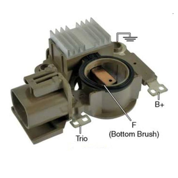Voltage Regulator with Brushes for Mitsubishi Alternators Replacing MD618673, MD619213 - 80033035