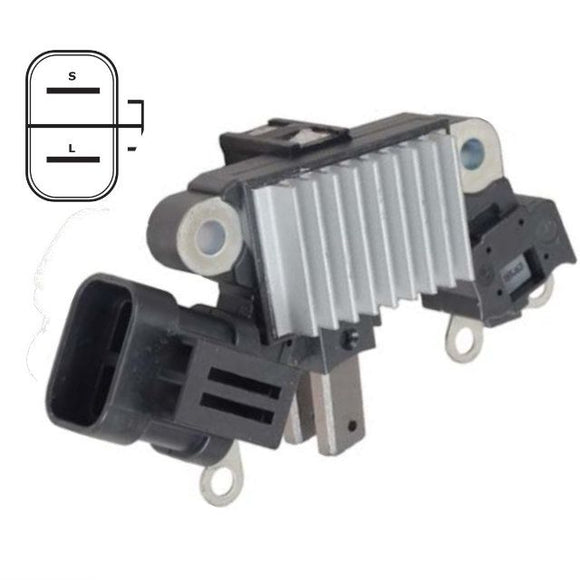 Voltage Regulator with Brushes 'L' 'S' Terminal, for Hitachi LR1130-701 LR1130-702  - 80041575